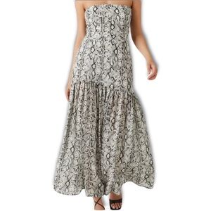 Forever 21 Chiffon Strapless Snake Print Maxi Dress, Size XS
